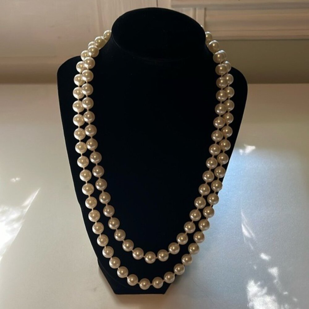 🤍✨ Vintage Strand Faux Pearl Necklace | 22” Classic Elegant Design